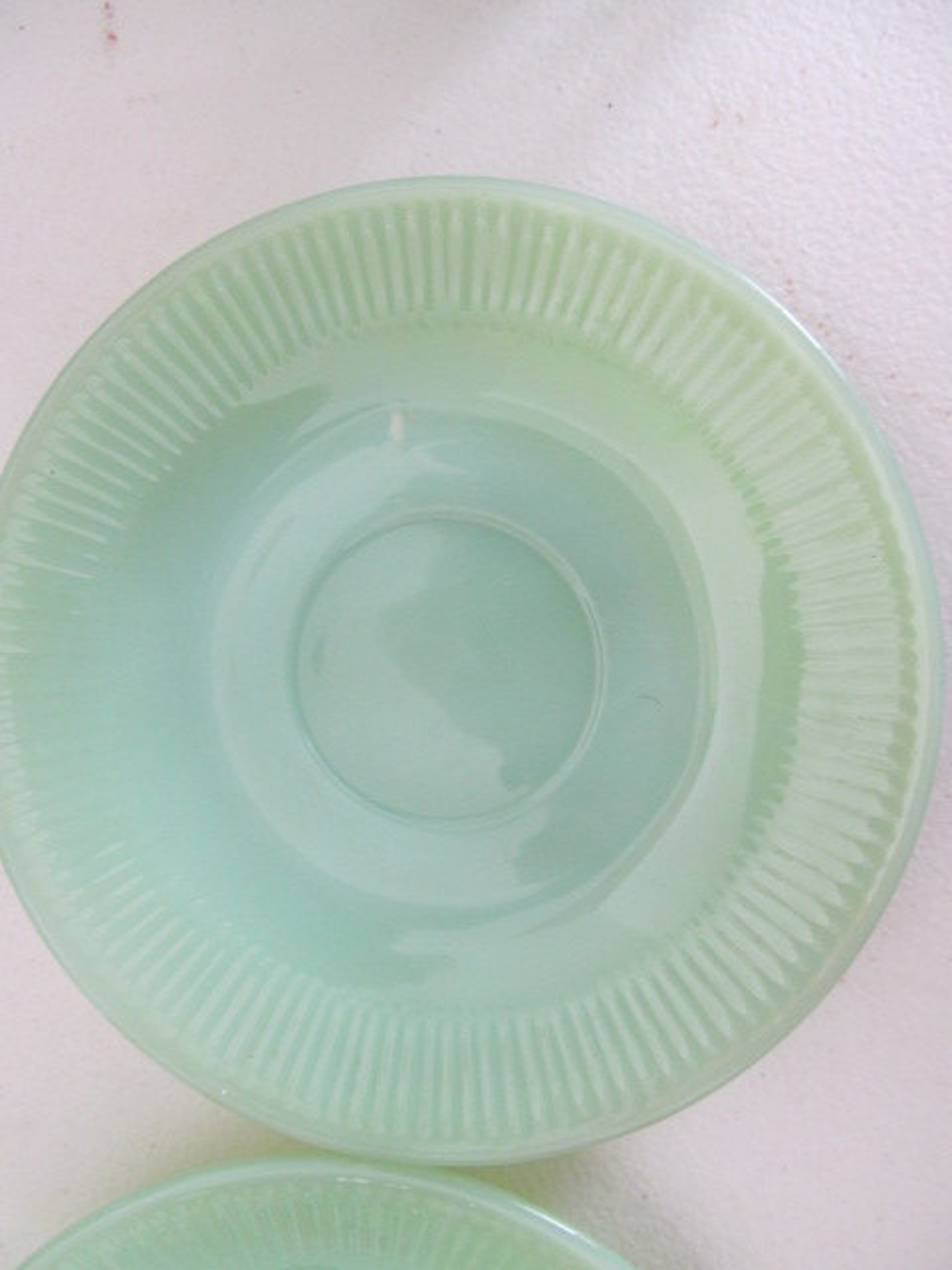 Fireking Jadeite Plates Jane Ray Jadeite Saucers Jadeite Glass Etsy