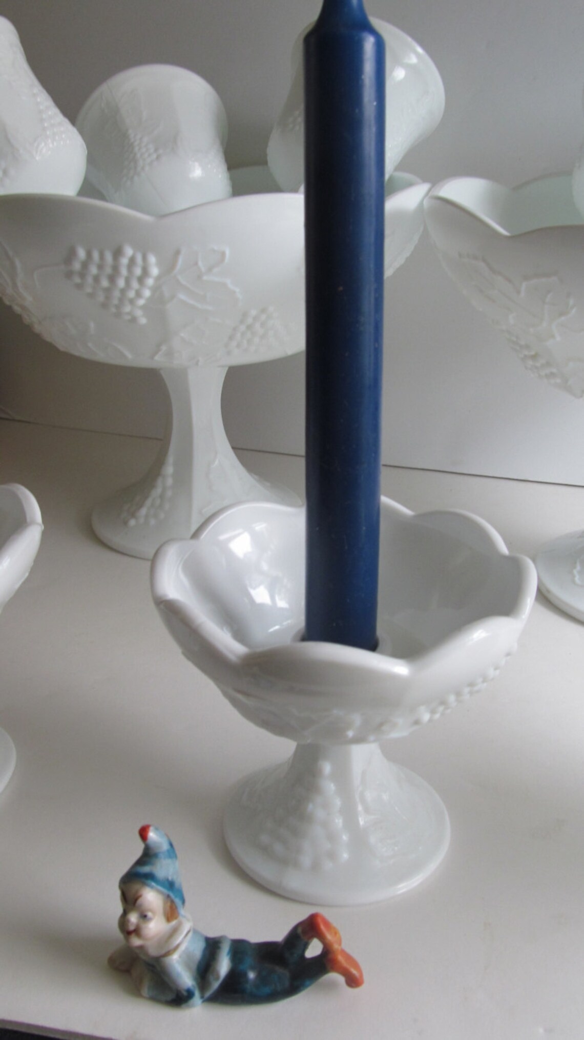 Trio Milk Glass Candle Stick Holders Wedding Table Decor Etsy