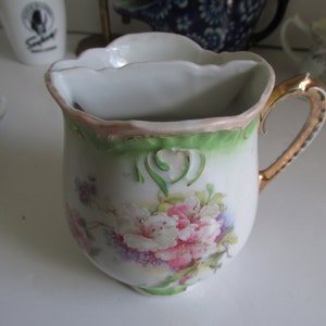 Green Floral Shaving Mug  Vintage Mens Shaving Cup  Victorian Antique Shaving Mug Mustache Mug Man Cave Decor Gift for Him