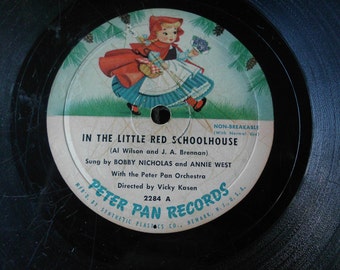 Little Red Riding Hood Antique record Vintage  Vinyl Record Peter Pan Big Bad Wolf Wallhanging Vinyl Decor Nursery Room decor Children Music