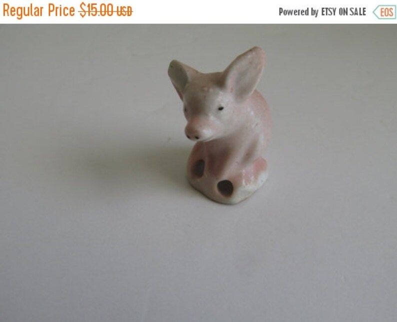 SALE Pig Figurines Miniature Pig Figurines Miniature Garden figurines Pig Miniatures Half Doll Porcelain Whisk Broom Topper image 1