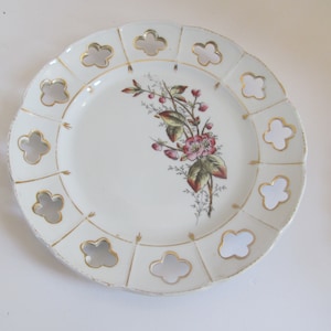 Cherry Blossom Floral Cake Plate Victoria Karlsbad Austria China Plate Antique Cake Plates Victorian Era China Carlsbad, Austria China