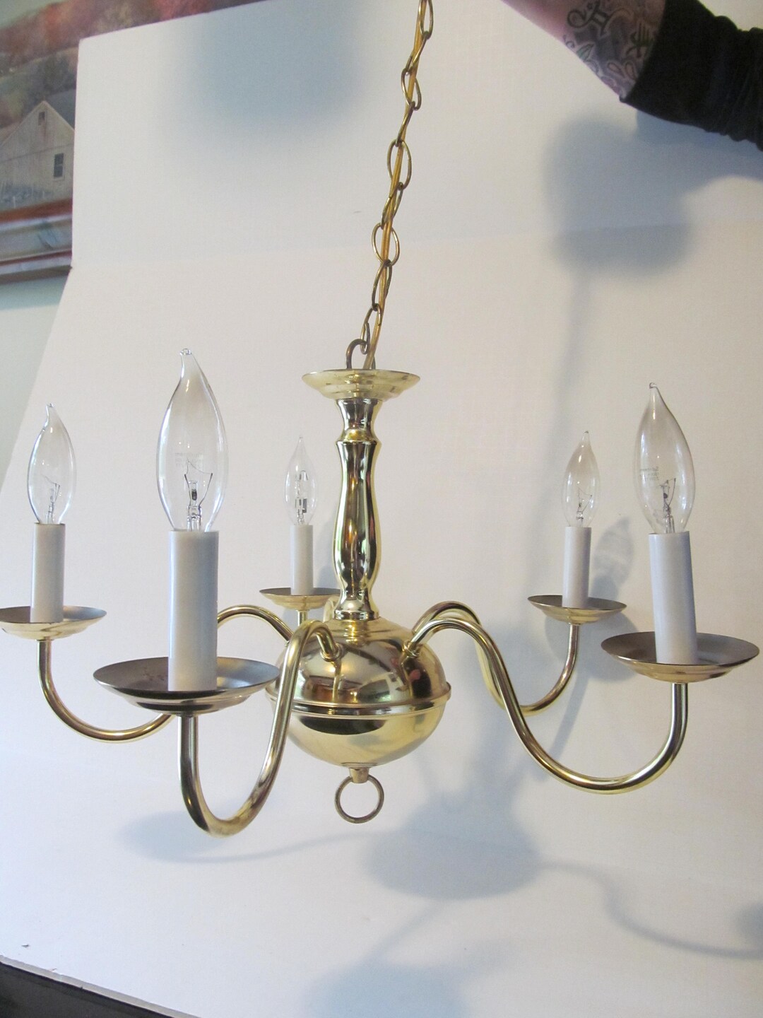 Candlestick Brass Hanging Chandelier Lighting Hanging Light Etsy