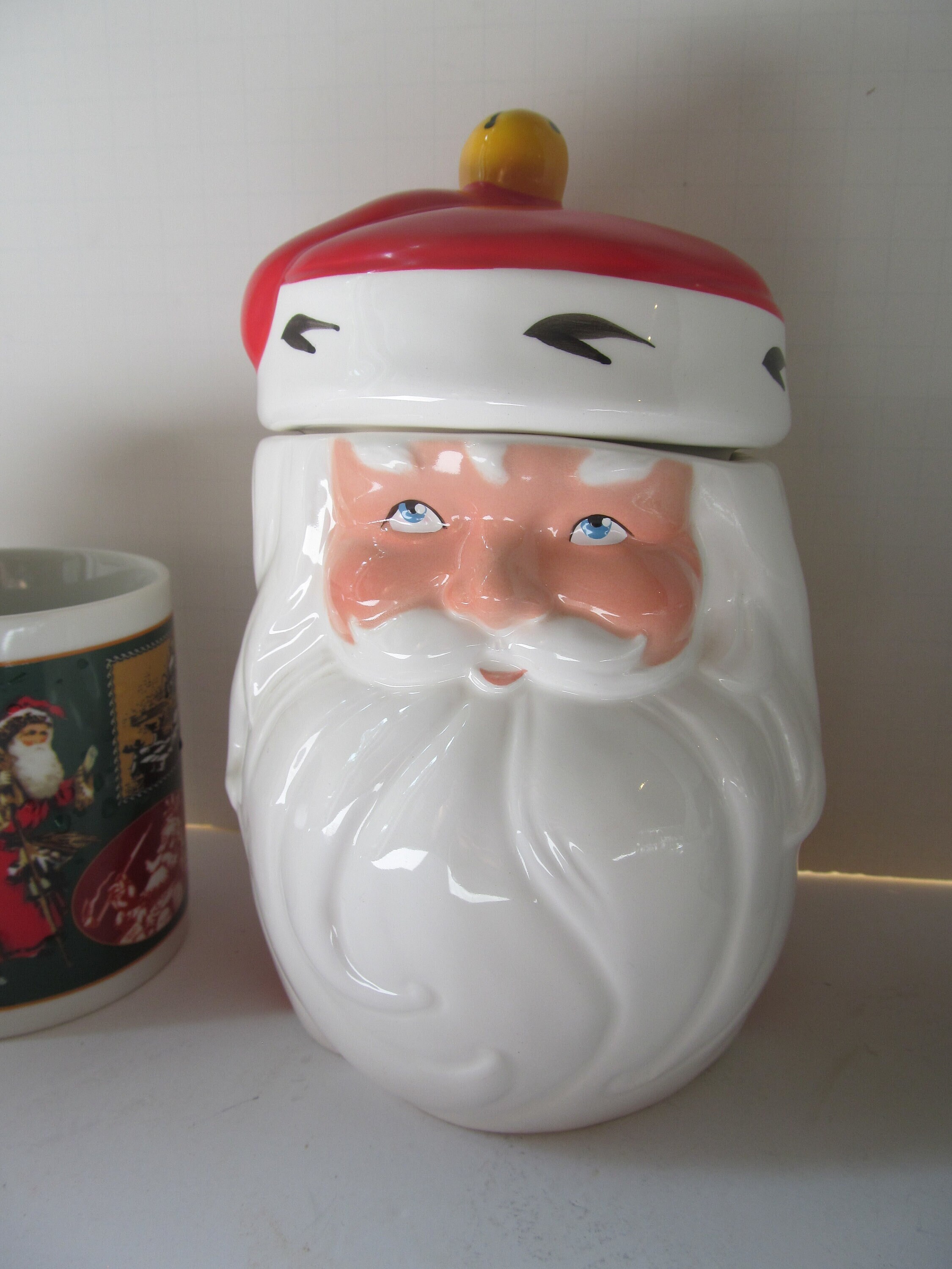 Santa Claus Cookie Jar Holiday Cookies Vintage Santa cookie Jar Vintage Holiday Decor Cookies for Santa Canister Jars