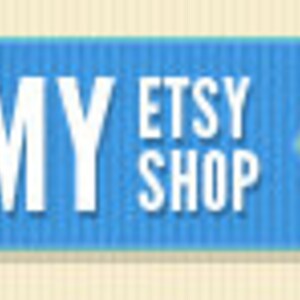 May include: Blue banner with white text that reads "MY ETSY SHOP"