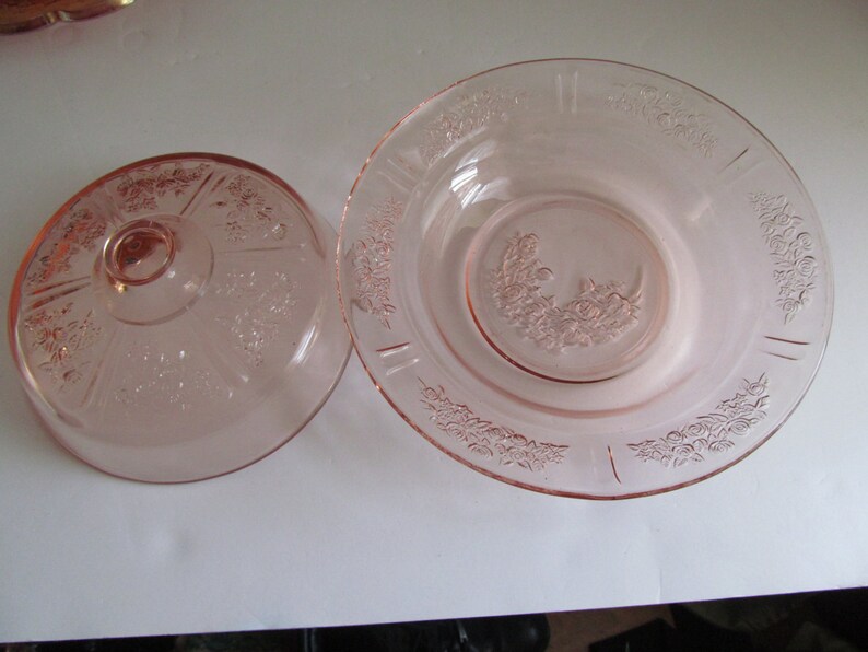 Sharon Pink Depression Glass Covered Butter Dish Pink Roses Etsy