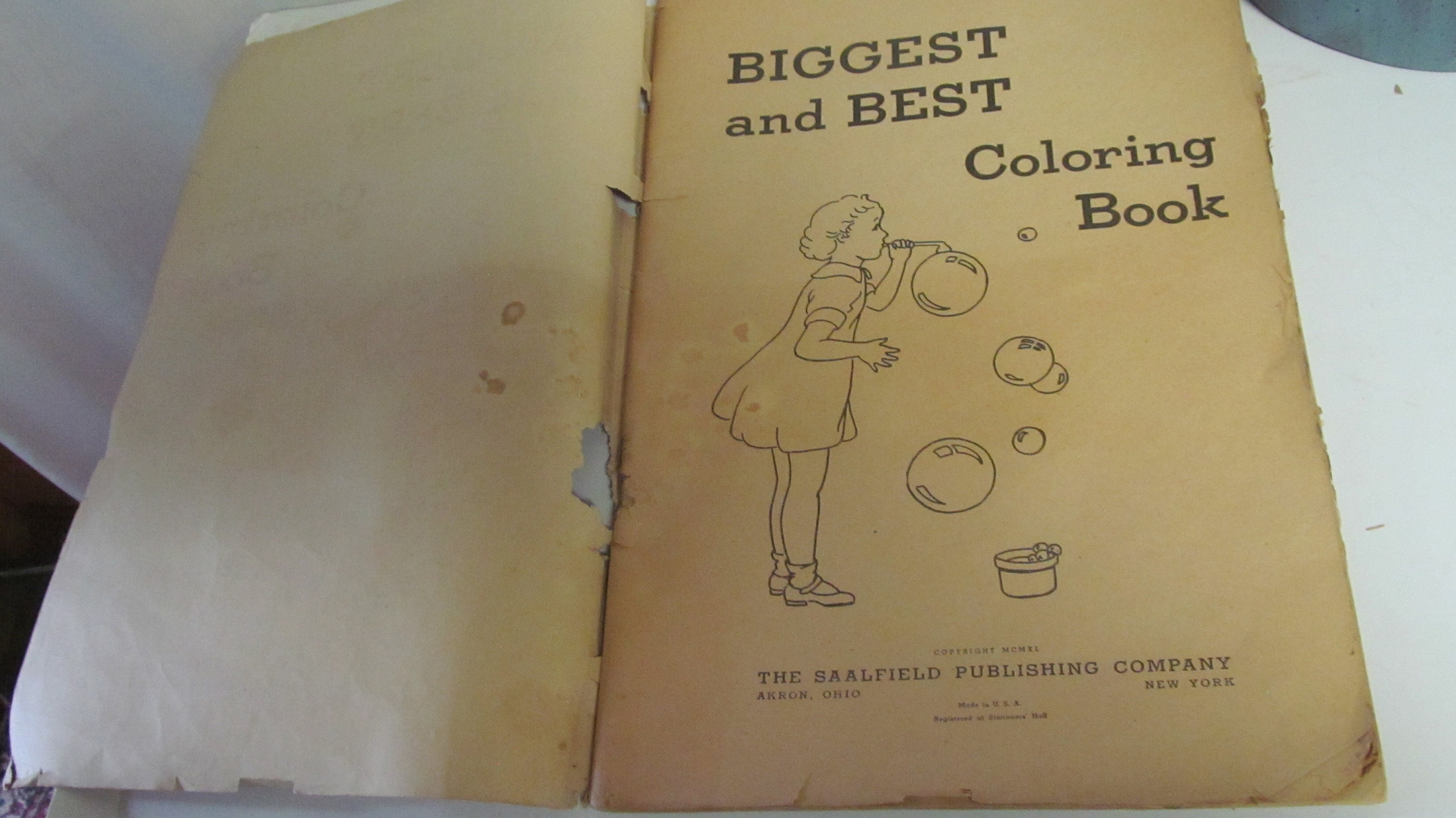 Saalfield ヴィンテージ 塗り絵 1940年代 3冊セット USA 1940 Coloring Book,biggest and Best Coloring Book,made in the USA