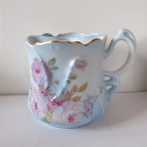 Antique Shaving Mug handpainted Nippon Mens Shaving Mug Grooming Gift For Him Blue Rose Floral Antique Shaving Cup Shaving Accessories