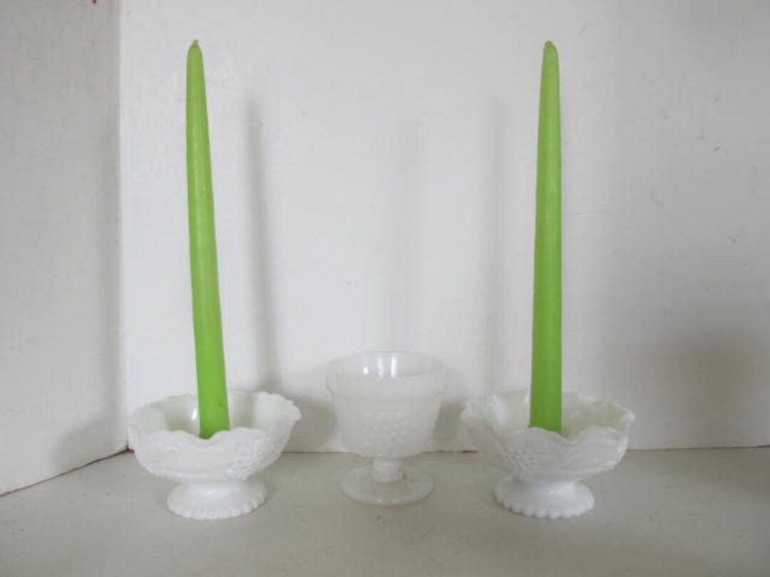 PR Milk Glass Candle Stick Holders Indiana Colonial Glass Etsy