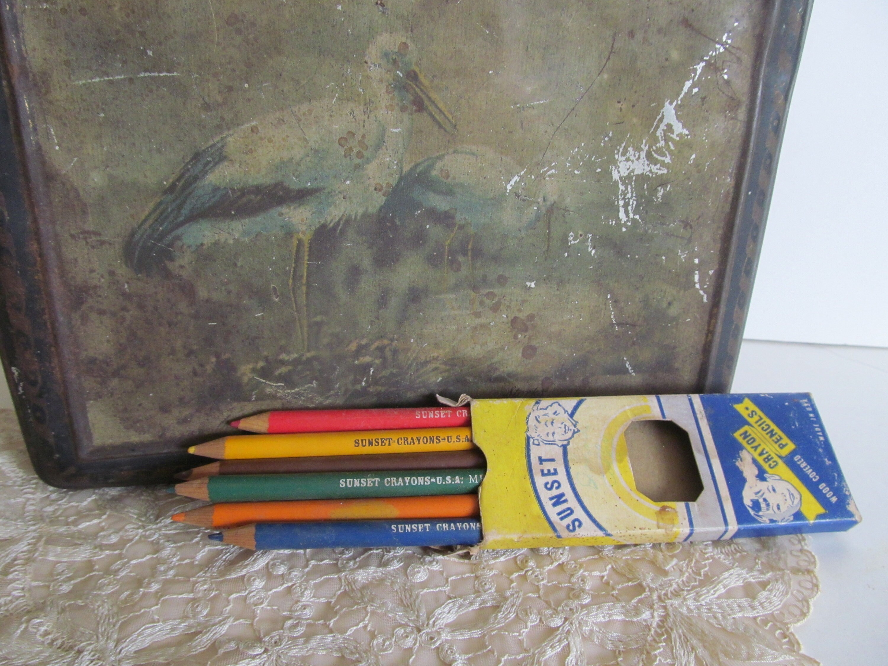Vintage Colored Pencil Set Office Desk Decor Sunset Crayon Etsy
