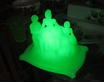 Glowing Uranium Jadeite Figurine NEW MARTINSVILLE Martha Washington Jadeite Green Glass Kitchen glassware Art Deco Glass Green Kitchen decor