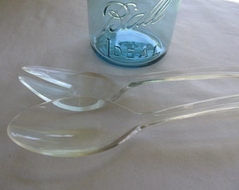 Salad Serving Fork and Spoon Clear Modern Kitchen Utensils Buffet Serving utensils Disposable Utensils