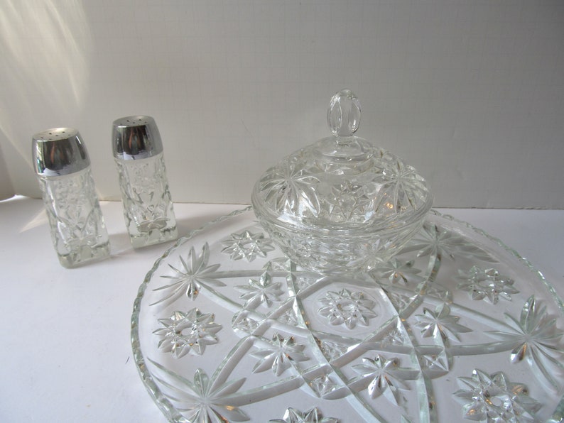 MCM Anchor Hocking Glass Candy Dish With Lid Hobstar Glass Etsy