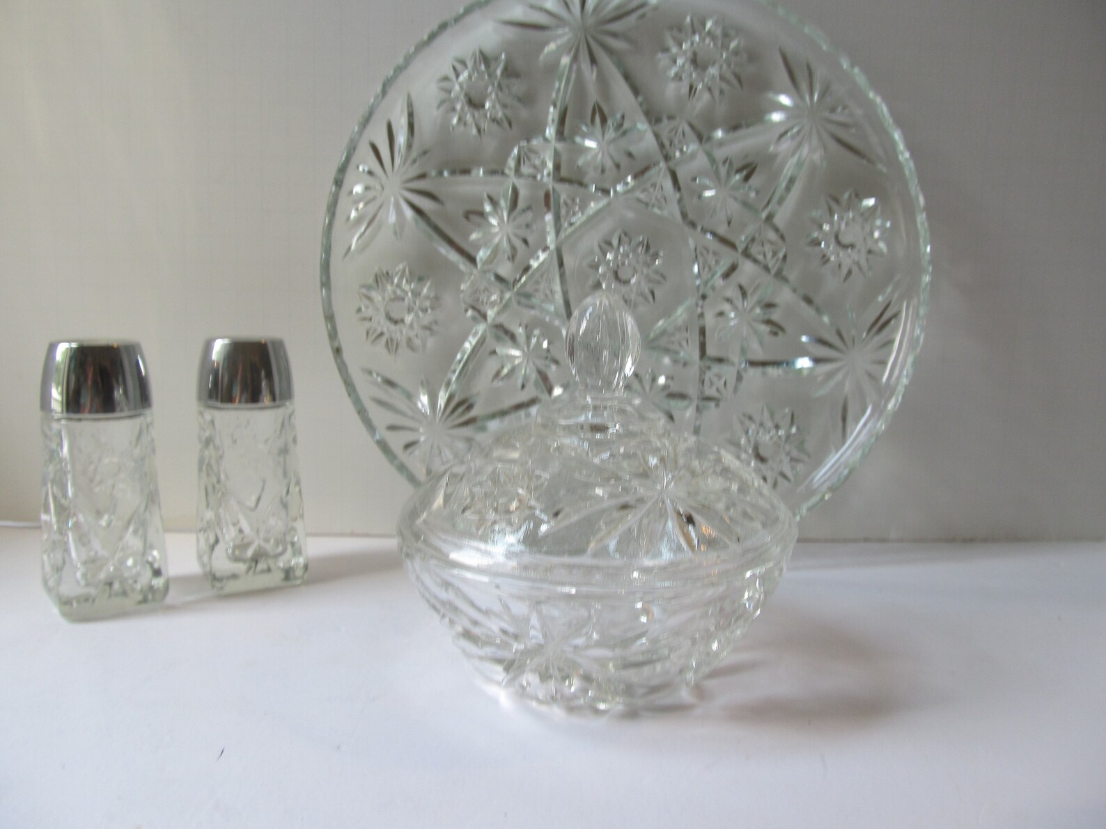 MCM Anchor Hocking Glass Candy Dish With Lid Hobstar Glass Etsy
