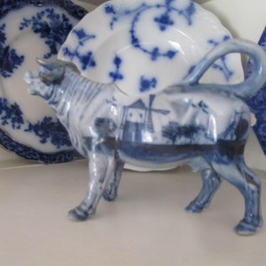Holland Delft Cow Creamers Cobalt Blue Farmhouse Milk Creamer Blue Delft Holland Windmill Delftware Blue Rare Cow Decor Farmhouse Kitchen