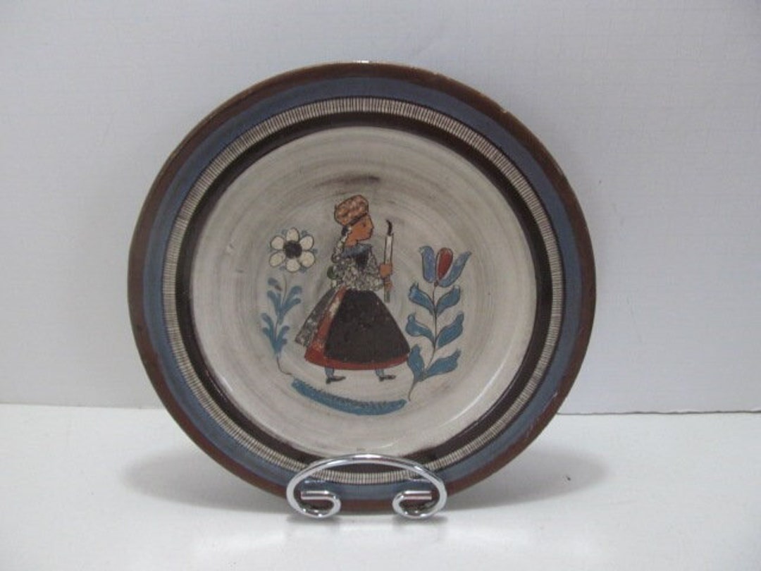 Quimper Ware Plate Red Ware Brown Glaze Pottery Plate Girl - Etsy