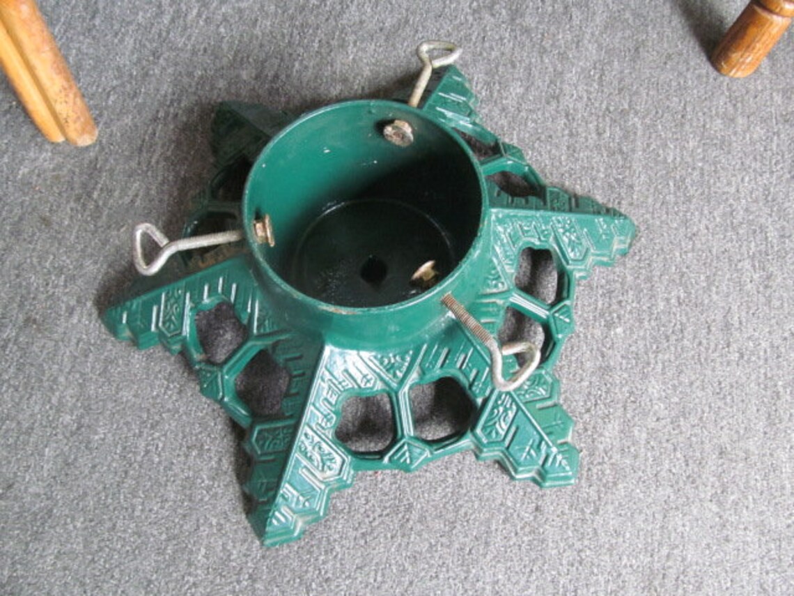 Green Solid Cast Iron Tree Stand Heavy Duty Tree StandVintage Etsy