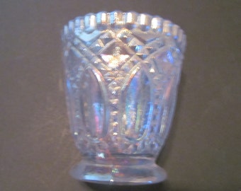 Iridescent Carnival Glass Toothpick Holders Votive Candle Holders Candle Holders Iridescent Glass Candle Holders Clear Hobnail candle holder