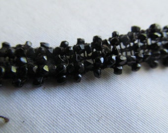 1800s Antique Victorian Mourning Jet Beaded Trim Victorian Black Glass Beads Jet Stone Beads Antique Beads Antique Beadwork Beadware