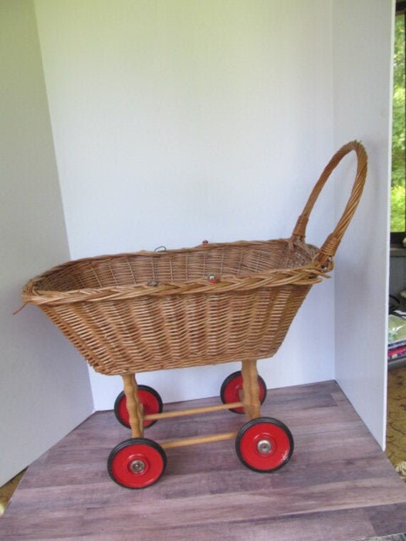 wicker baby doll carriage