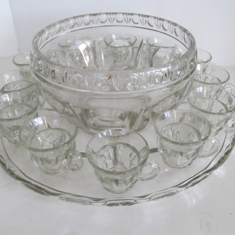Large Punch Bowl Sets Brunch Tableware Punch Bowl Set Holiday Etsy