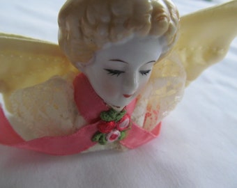 Victorian Christmas Tree Ornament Porcelain Doll Angel Ornament  Shabby Christmas Sweet Darling Face Porcelain Doll Head Porcelain Bisque