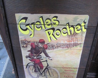 Cycles Rochet Antique Bicycles Original Vintage Bicycle Poster Vintage Bicycle Collector Paris France Bicycle Wall decor Cyclist Gifts
