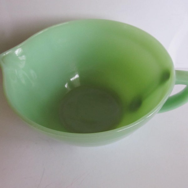 Jadeite Oven Fire King Batter bowl with spout D handle Jadeite Bowl Jadeite Mixing Bowl Jadeite Green Art Deco Glass Green Kitchen decor