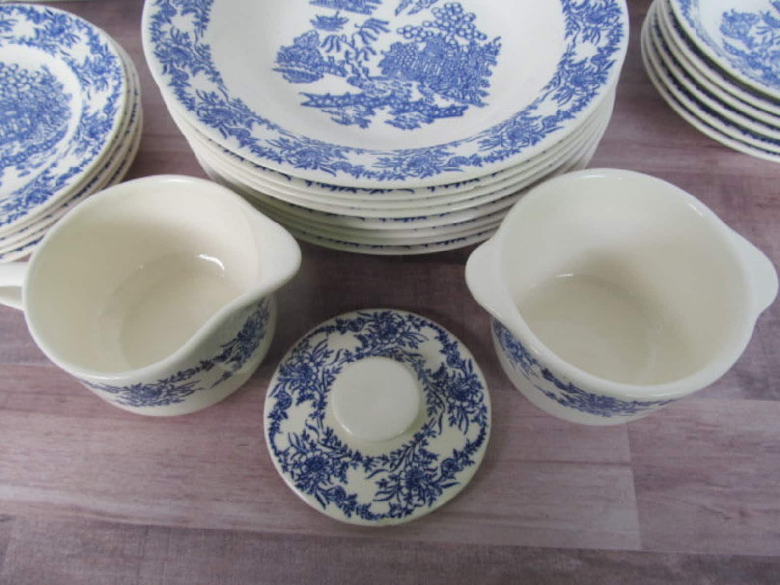 Blue Willow Dish Set Blue and White China Wedding China Royal | Etsy