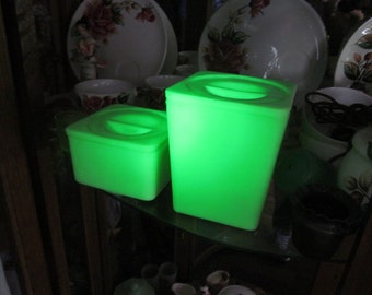 Uranium Jadeite Refrigerator Containers with Lids Jadeite Green Glass Kitchen 30s 40s glassware Art Deco Glass Green Kitchen decor