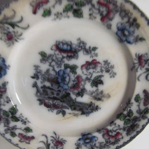 1800s Flow Black Mulberry Plates Polychrome TJ & J Mayer Antique Mulberry Plates for walls Transferware Plates Flower Vase Prize Metal 1851