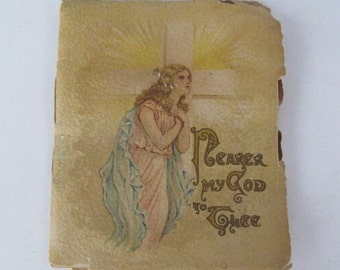 1875 Pamphlet Nearer My God To Thee Religious Book Engraved Etchings Angels Prayers Religious Pictures Antique Bible Prayers 1800s Book