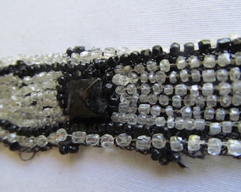 Victorian Choker Necklace Antique Mourning Black Jet Beads Reliquary Victorian Lace Beaded Trim Whitby Jet Black Antique Haberdashery Beads