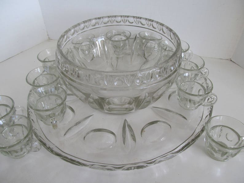 Large Punch Bowl Sets Brunch Tableware Punch Bowl Set Holiday Etsy