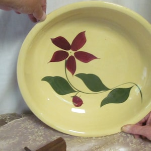 13&quot; XL Watt Pottery Bowl Starflower Farmhouse Antique Bowls Primitive Decor,Yellow ware Bowls,Spaghetti Salad Bowl Pottery Watt Starflower