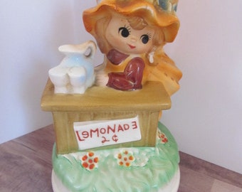 1970s Music Box Sun Bonnet Girl Music Box Bohemian Girls Room Decor Fresh Squeezed Lemonade Stand Gift for Girls