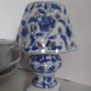 Flow Blue and White Candle Stick Holder Blue and White decor Flow Blue Candle stick Holder Blue Cake topper