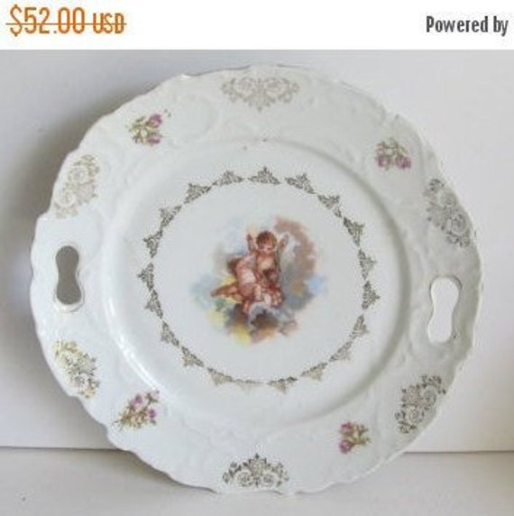 Cherubs and Angels Cake Plate Cherub Plate Collector Plate Cherub Decor Cabinet Plates for Walls Art Nouveau Decor Plate Angel Decor