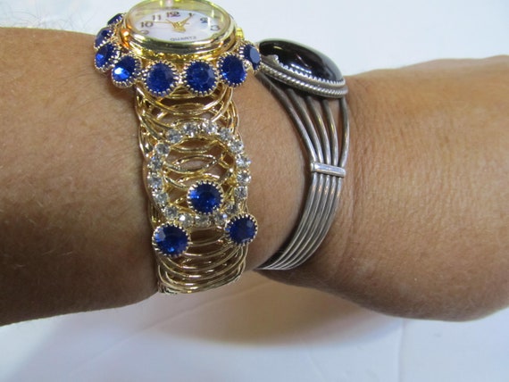 Lovely Gold Blue stone Watch Saphire Blue Wrist W… - image 7