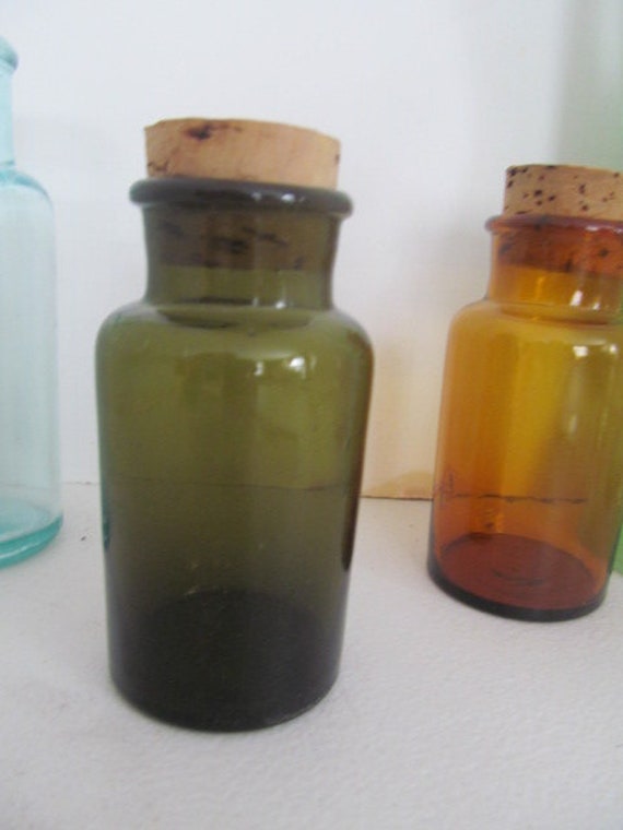 Olive Green Potion Bottle With Cork Stopper Pharmaceutical 