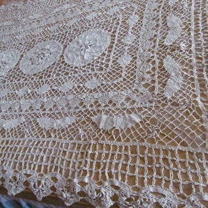 Antique Bobbin Lace Tablecloth Butterfly Decor Antique Lace Tablecloth Crochet Cotton Tablecloth Haberdashery Victorian  Romantic Home Decor