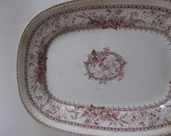 Brown transferware Johnson Bros Lace England Platter Brown and white China Large Serving Platters Antique Serving Platter Brown White China