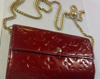 LV Red Vernis Long Wallet Louis Vuitton Amarante Monogram Vernis Sarah Red