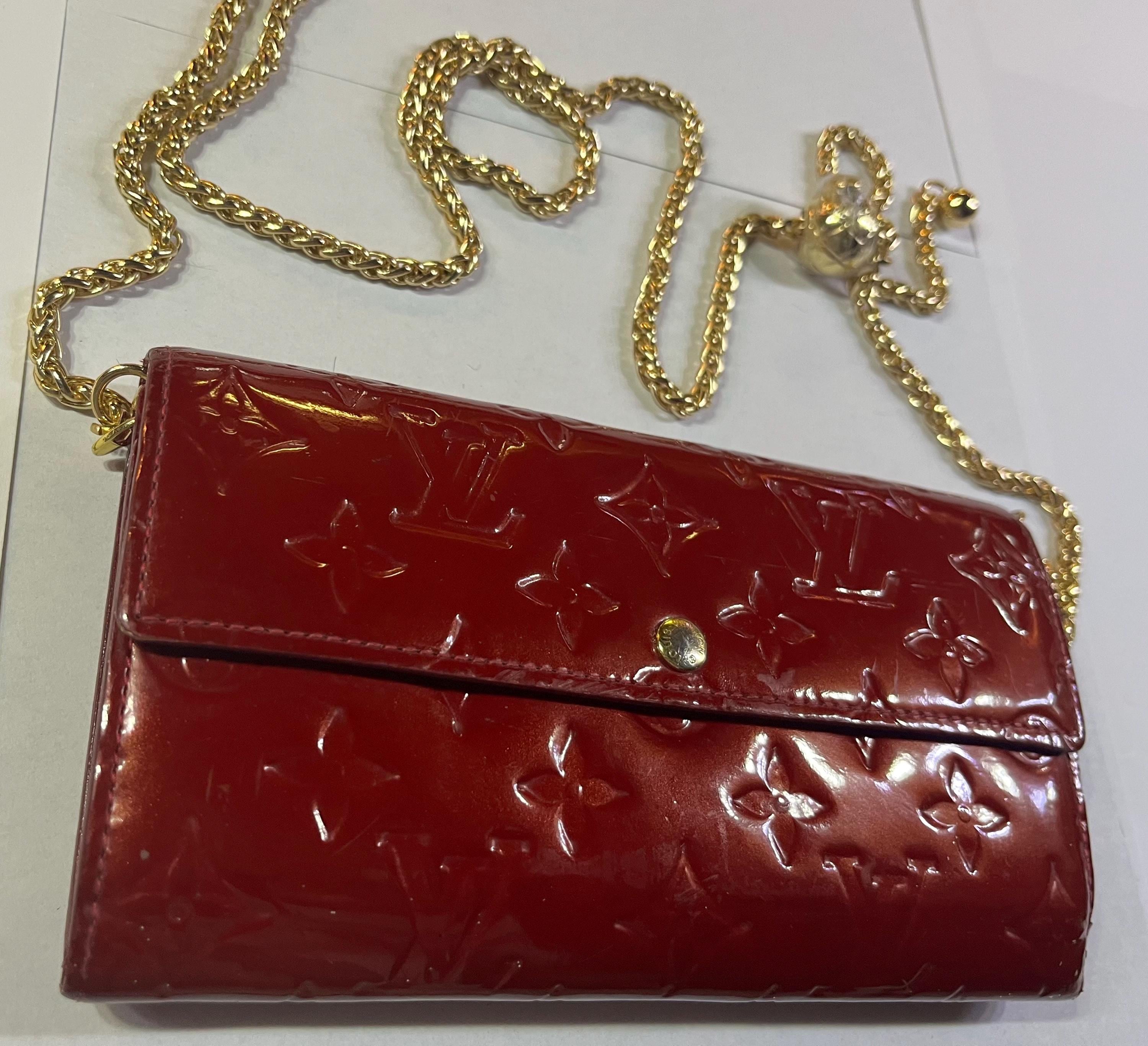 LV Red Vernis Long Wallet Louis Vuitton Amarante Monogram Vernis