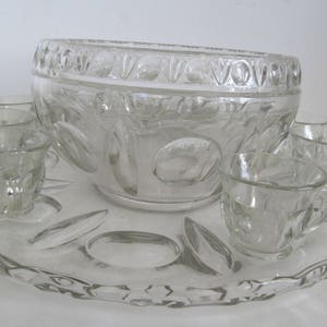 Large Punch Bowl Sets Brunch Tableware Punch Bowl Set Holiday Entertaining Glassware Thumbprint Glassware Buffet Serving Large Platters