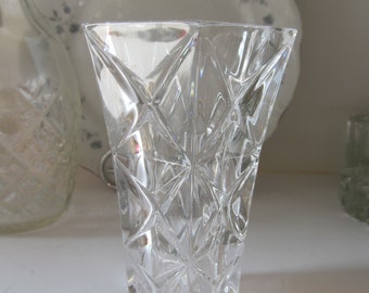 MCM Atomic design Vase large Crystal Vase Lead Crystal star burst Pattern Vase Lead Crystal Vase Large Floral Vase
