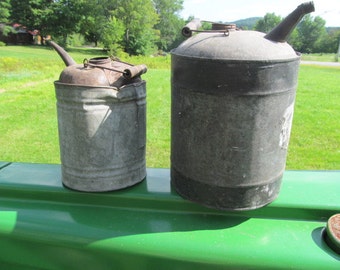 Rustic Farmhouse Decor Primitive Old Gas Can with Nozzle Rustic Decor Industrial Metal Gas Can John Deer Tractor Vintage Gas Cans Rustic Tin