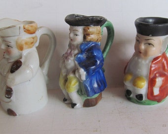 Miniature Toby Pitcher Toby Pitcher Handle Vintage small Pitchers Toby Colonial Man Colonial Decor Made Occupied Japan Miniature Figurines