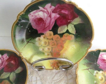 1869 Limoges set Plates with Roses Rare Limoges Signed Dumas Hand Painted Limoges LS&S China Haiviland Replacement China Pink Roses