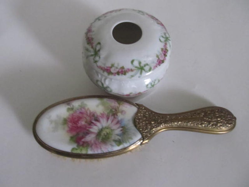 Antique Porcelain Hair Brush Art Nouveau Repouse Hair Brush Etsy
